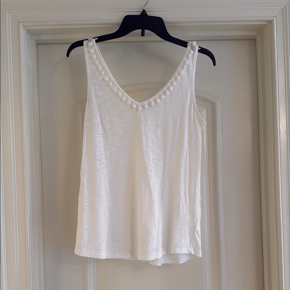 Lilly Pulitzer White Tank with Decorative Neckline